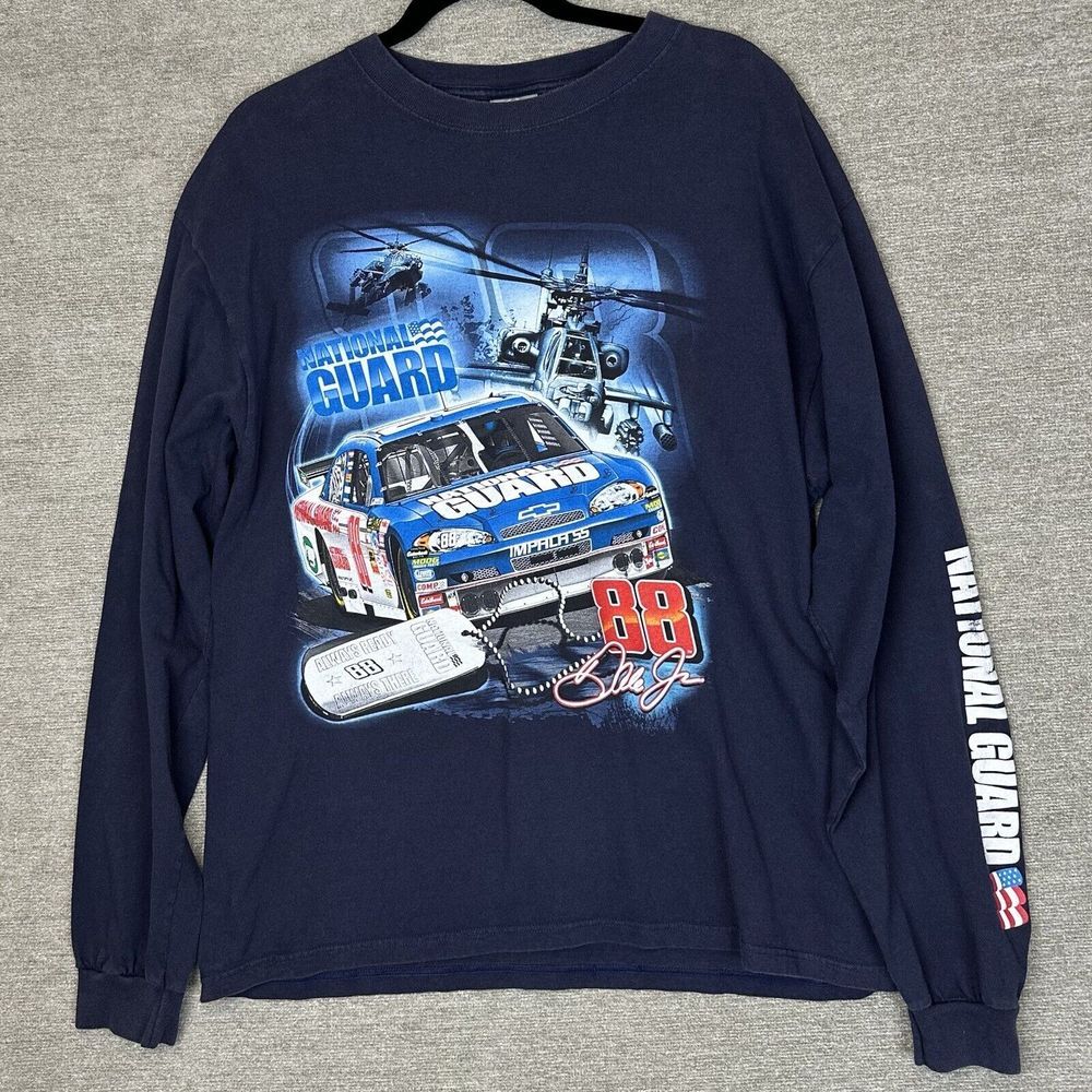 Nascar Dale Earnhardt Jr National Guard 88 CHASE Long Sleeve T-Shirt Y2K Size XL